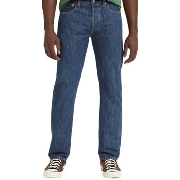 Levis 501 Jeans Original Cotton Straight Rigid Button Fly Dark Stonewash 30x30 - Picture 1 of 6